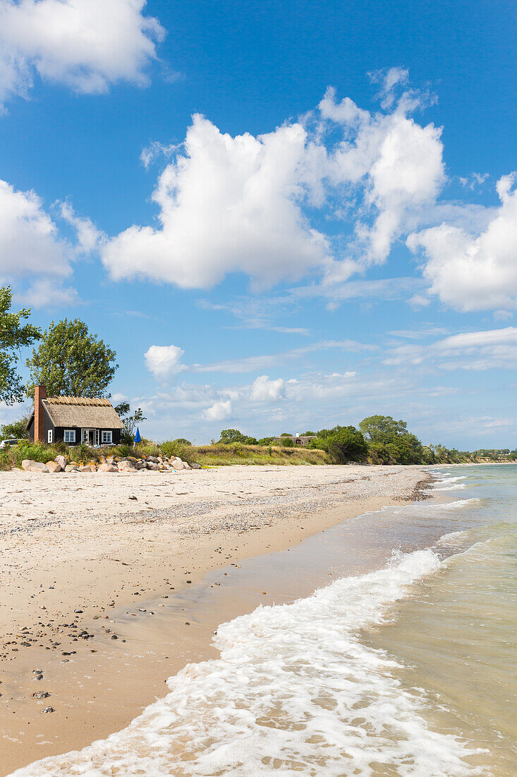 House at Baltic Sea beach, Rytsebaek, Mon island, Denmark