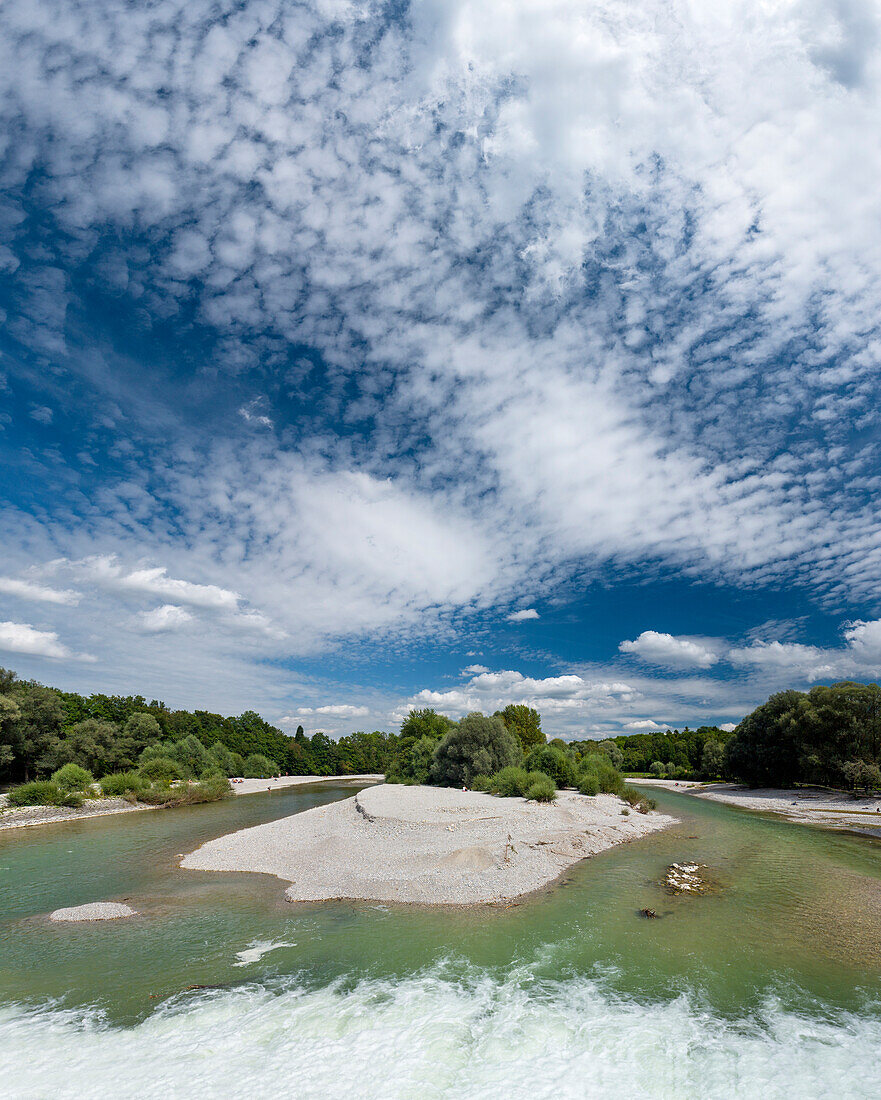 Die Isar am Flaucher, München, Oberbayern, Bayern, Deutschland