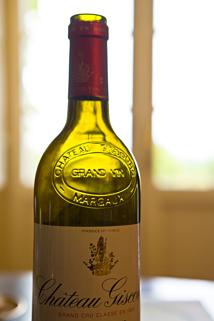 Empty bottle of bordeaux wine