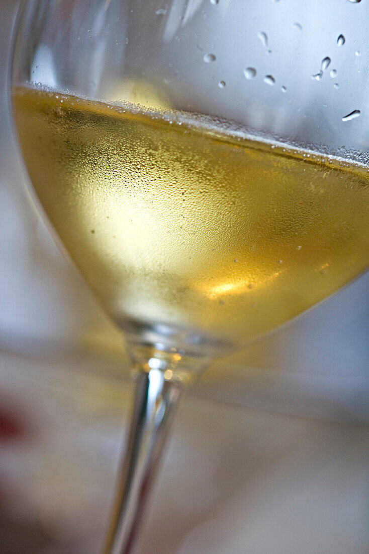 Glass of chilled white wine
