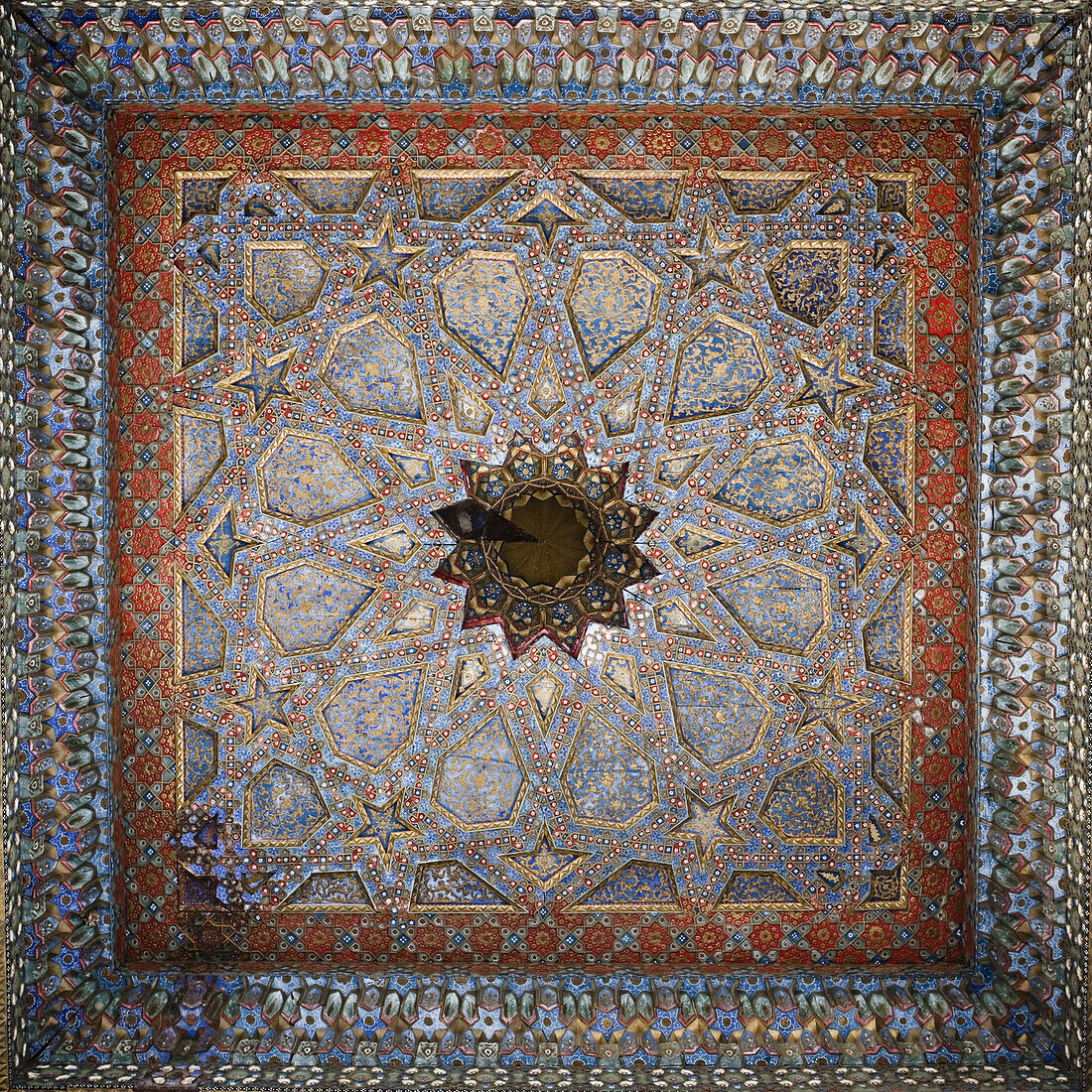 Ornately painted ceiling, Bukhara, Uzbekistan