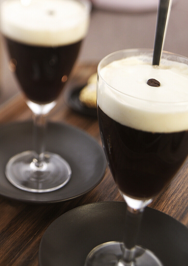 Two glasses of Irish coffee