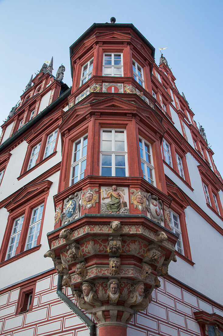 Coburger Erker on Stadthaus, former chancery building, Coburg, Franconia, Bavaria, Germany