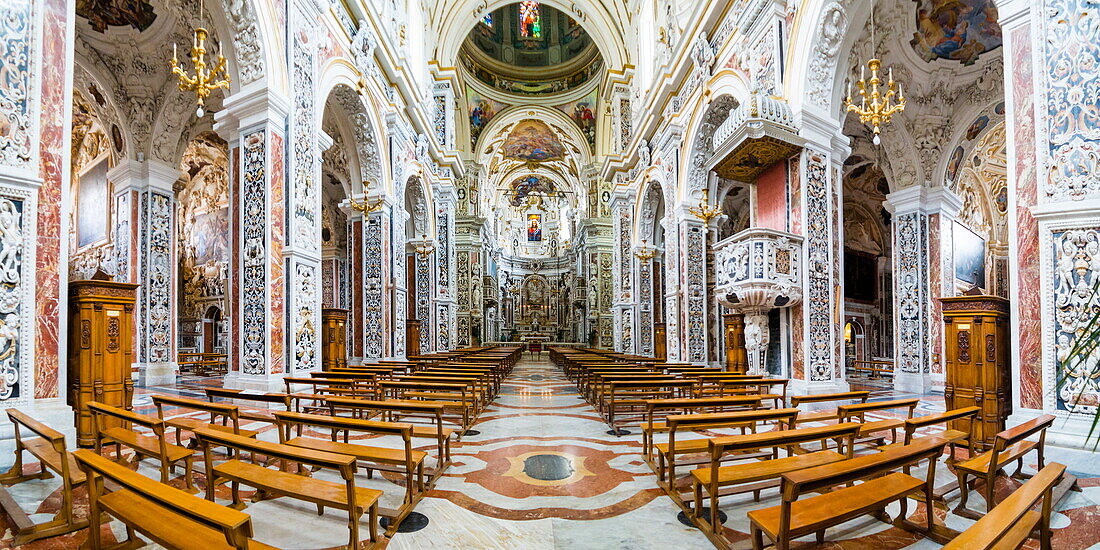 Interior of The Church of Saint Mary of Gesu (Chiesa del Gesu) (Casa Professa), Palermo, Sicily, Italy, Europe