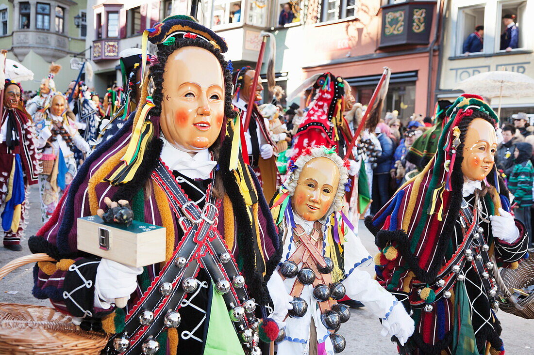 Narrensprung, traditional carnival, Rottweiler Fasnet, Rottweil, Black Forest, Baden Wurttemberg, Germany, Europe
