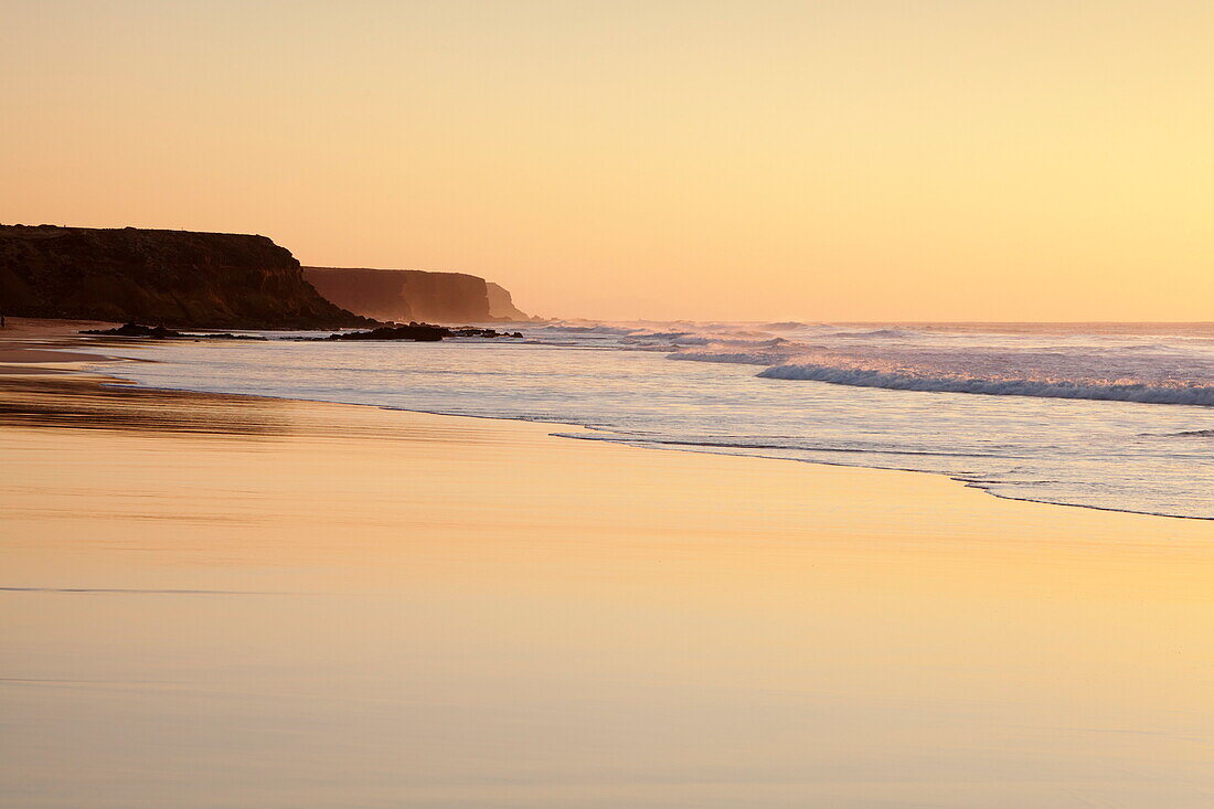 Playa del Castillo at sunset, El Cotillo, Fuerteventura, Canary Islands, Spain, Atlantic, Europe