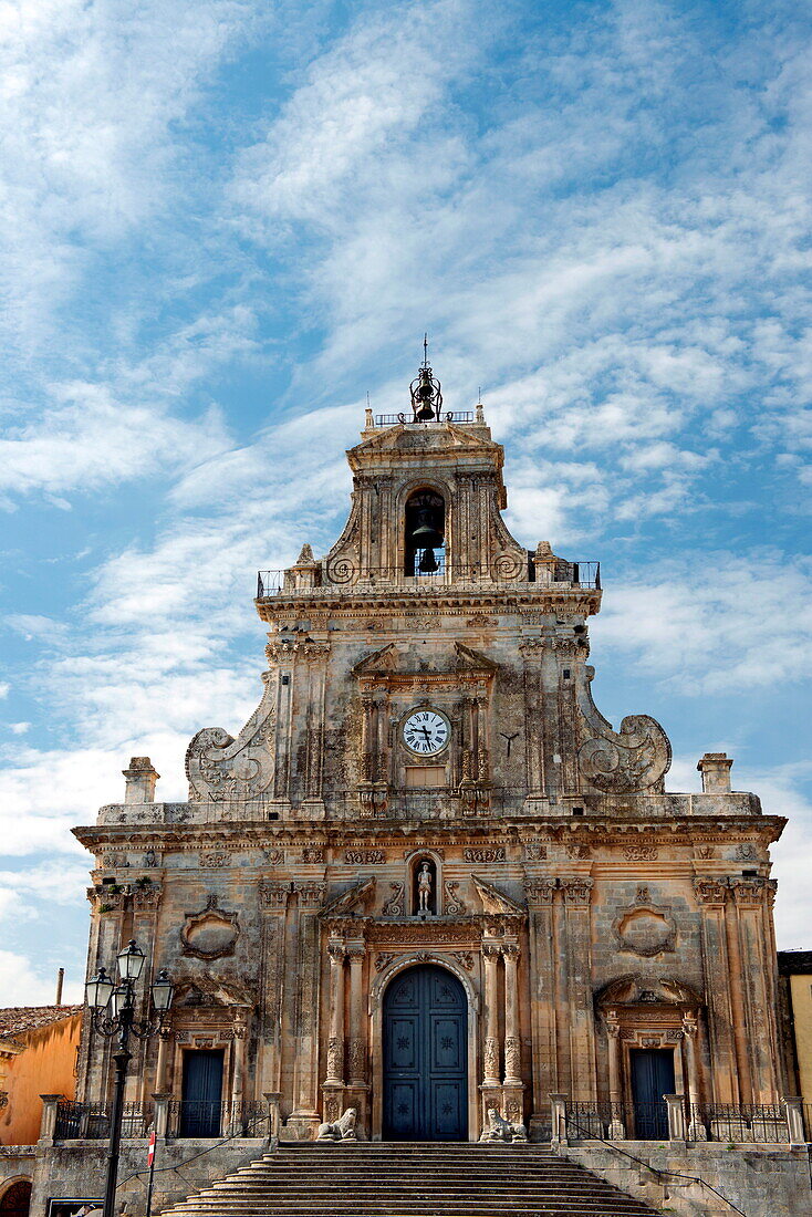 The Baroque Church of San Sebastian in Palazzolo Acreide, UNESCO World Heritage Site, Syracuse Province, Sicily, Italy, Europe