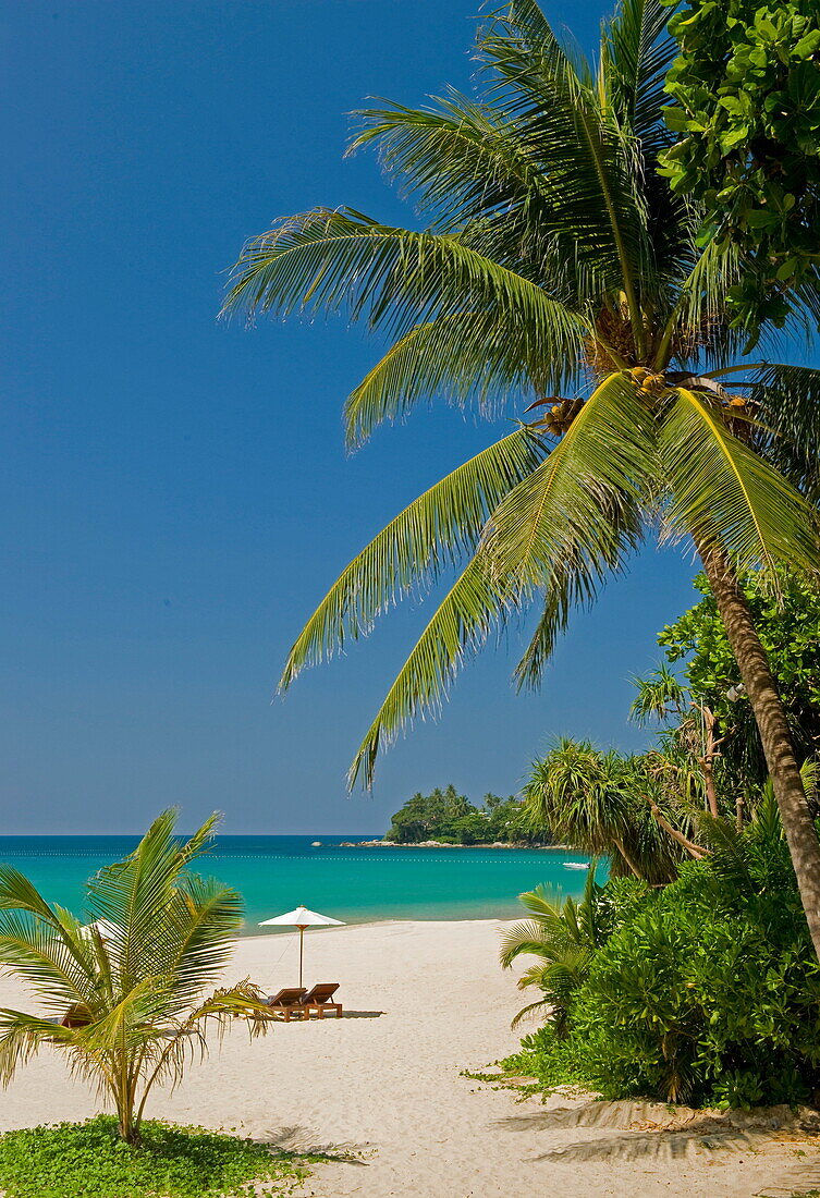 The beach at The Surin Hotel, Phuket, Thailand, Southeast Asia, Asia