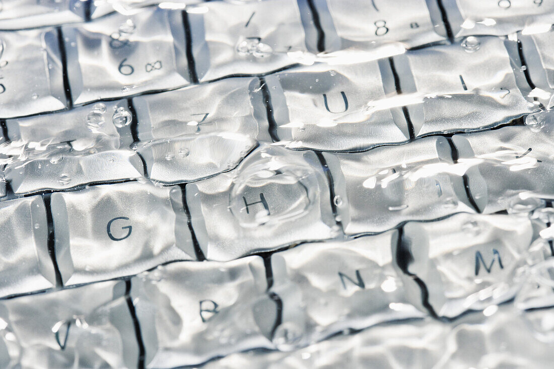 Detail of a computer keyboard underwater