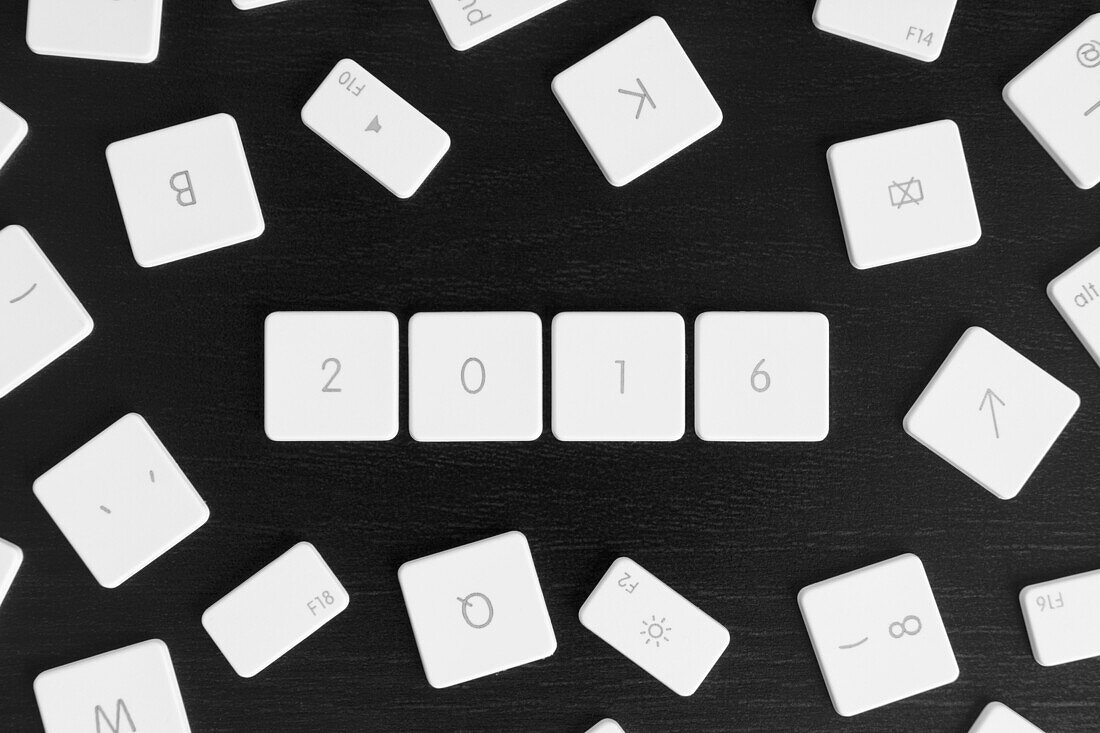 Computer keys arranged to read the calendar year 2016