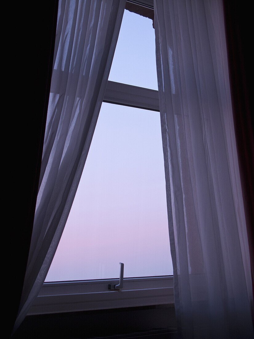 Purple lit window.