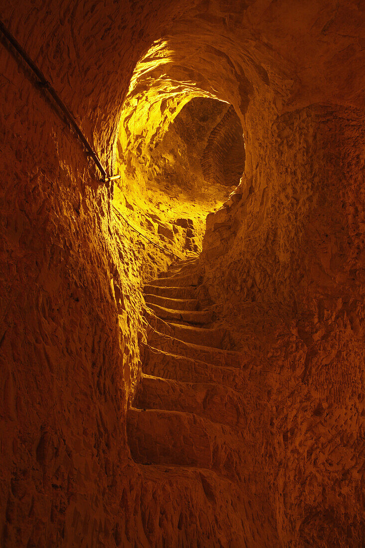 Rock staircase in wine cavern