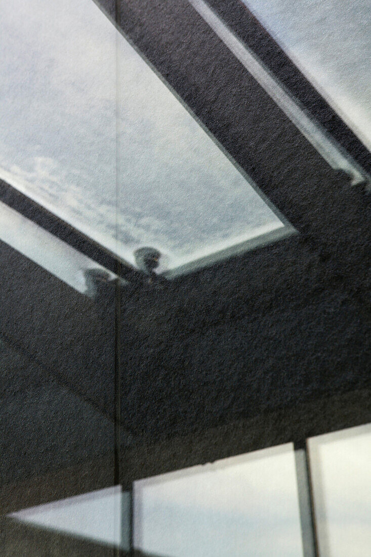 Building ceiling and skylight scene in a reflection