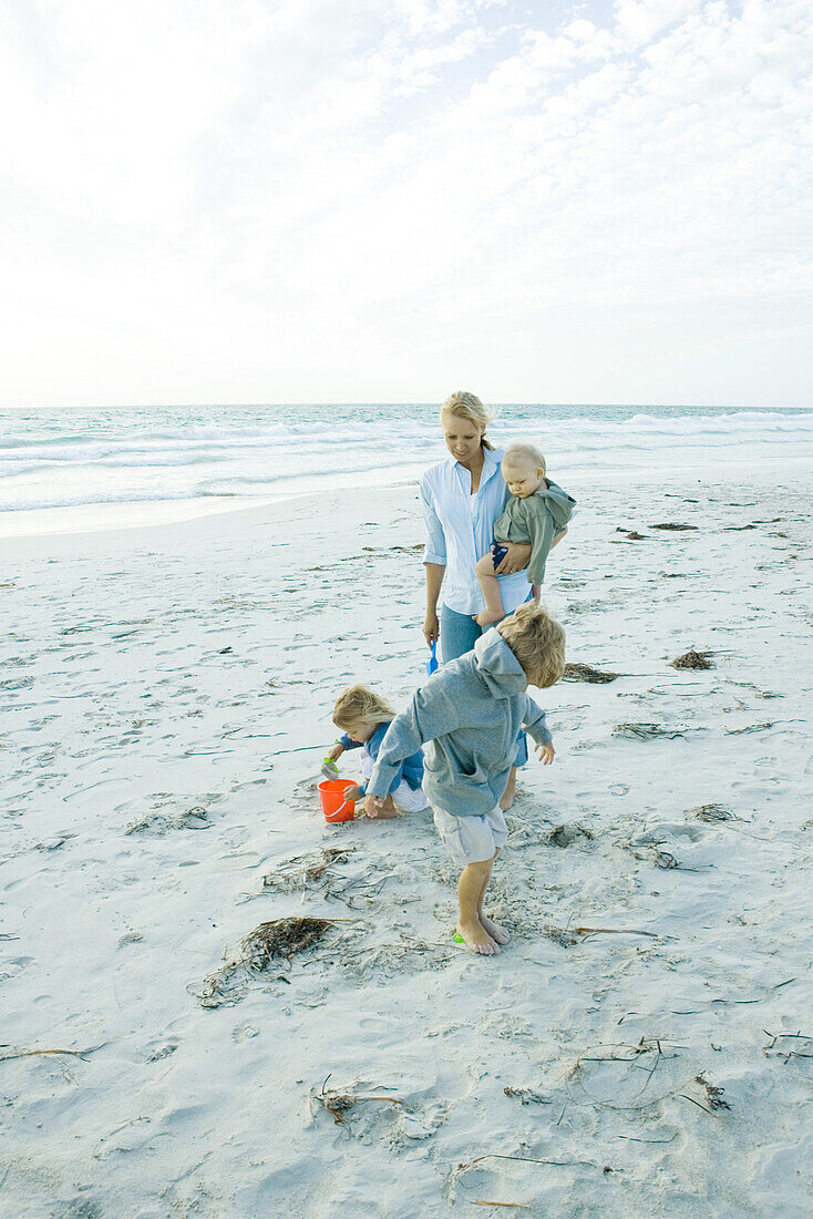 Family on beach