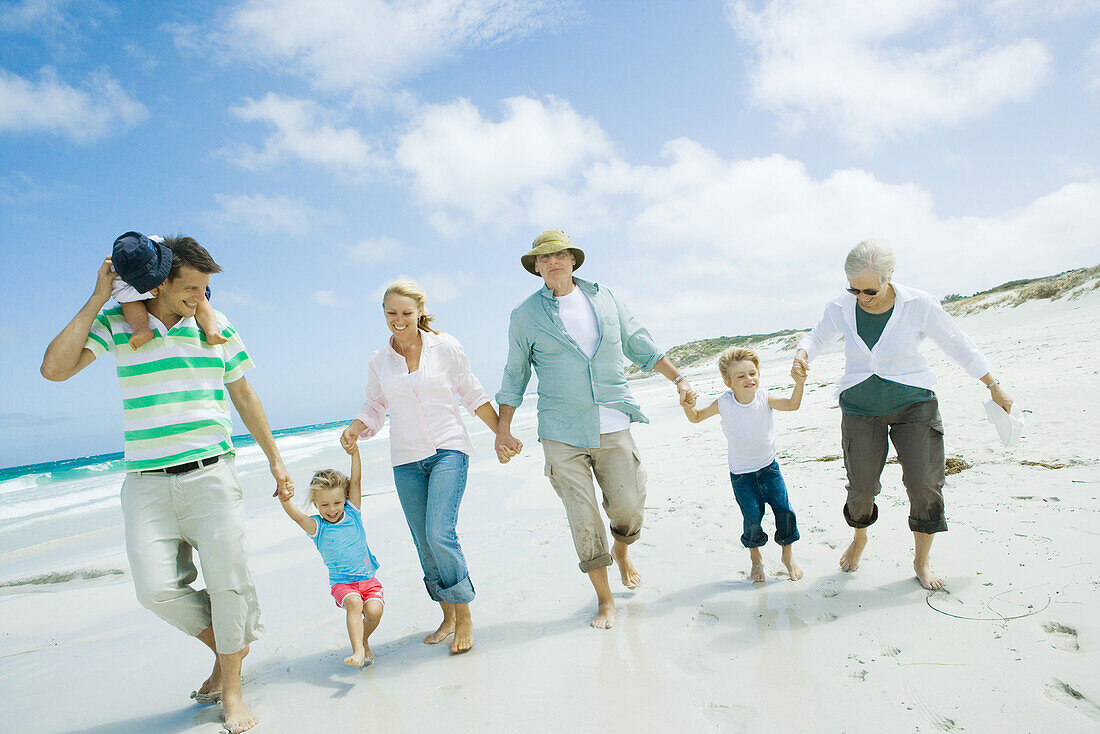 Family on beach