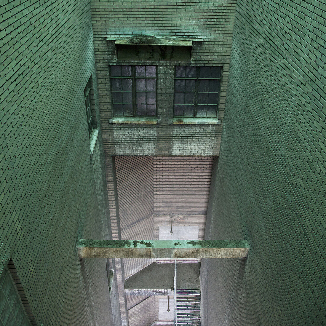 Green hued brick walls