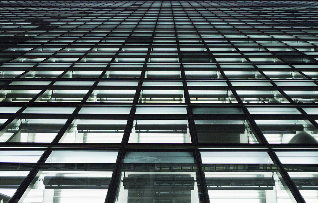 Full frame, close-up of office building windows