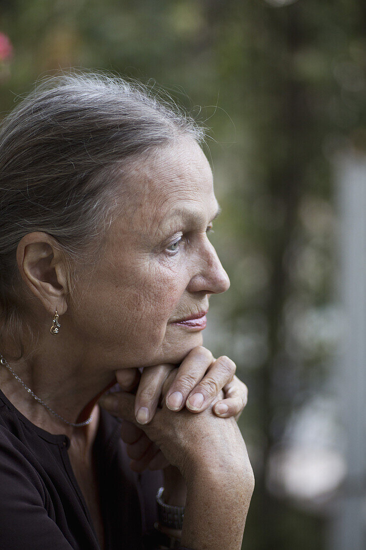 Senior woman looking away, close-up