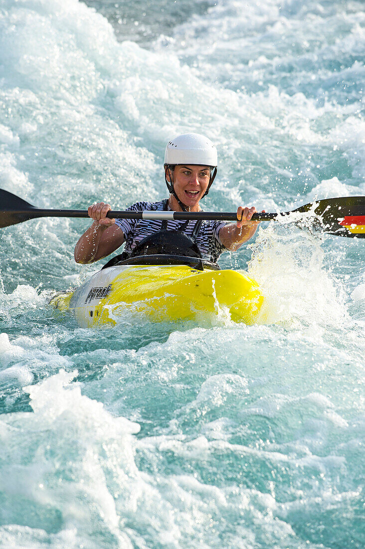 Paddler enjoying the whitewater, Al-Ain, Dubai, UAE