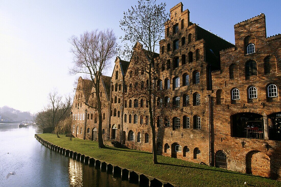 Germany, Europe, town, Lubeck, river Trave, salt warehouses, brick architecture, Schleswig_Holstein, Europe, Northern