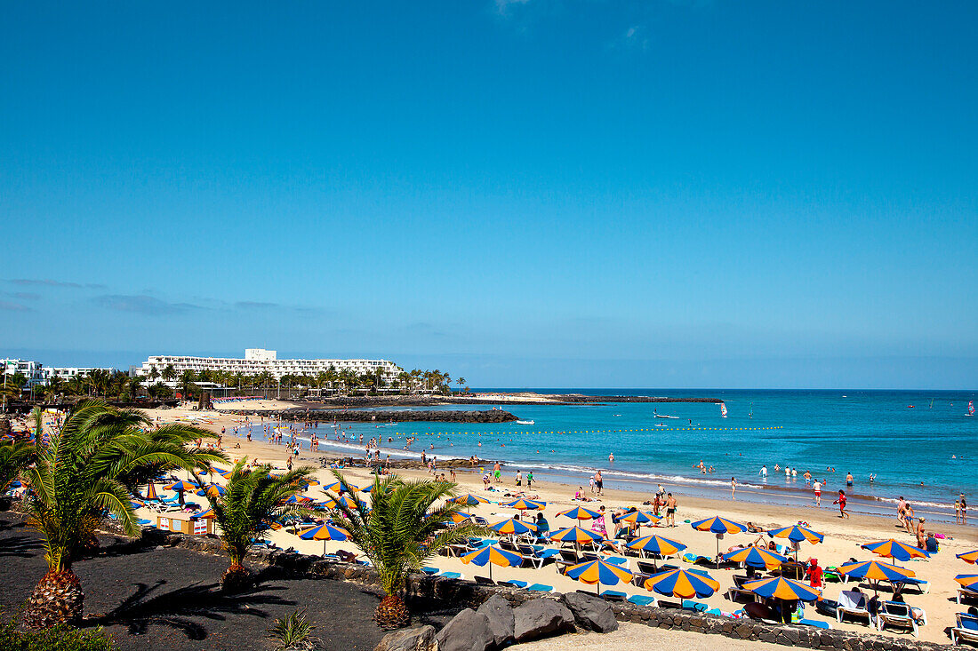 Beach, Playa de Cucharas, Costa Teguise, Lanzarote, Canary Islands, Spain