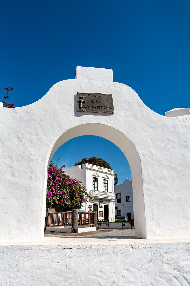 Plaza de la Constitucion, Haria, Valley of the 100 palm trees, Lanzarote, Canary Islands, Spain