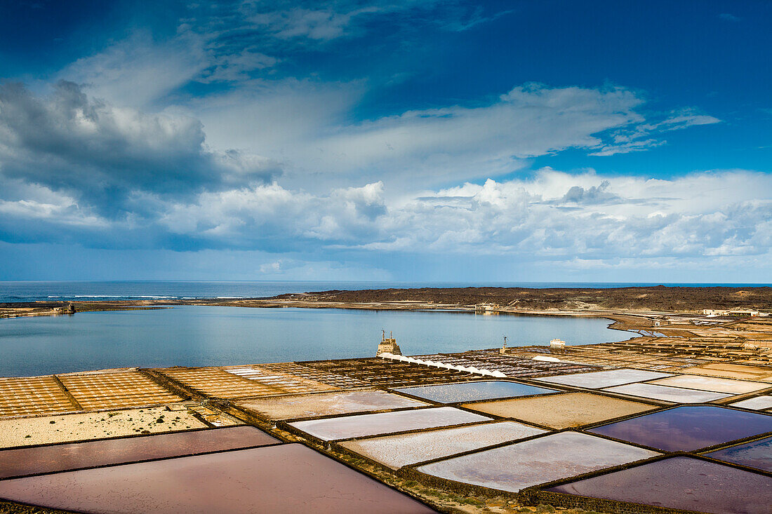 Salt pans, Salinas de Janubio, Lanzarote, Canary Islands, Spain