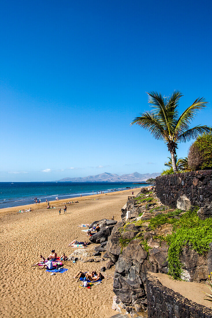 Beach, Playa Blanca in Puerto del Carmen, Lanzarote, Canary Islands, Spain