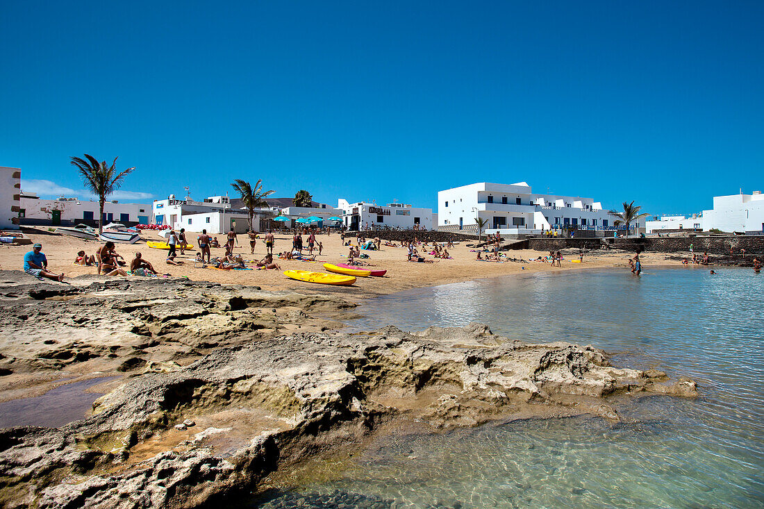 Strand, Caleta del Sebo, Insel La Graciosa, Lanzarote, Kanarische Inseln, Spanien