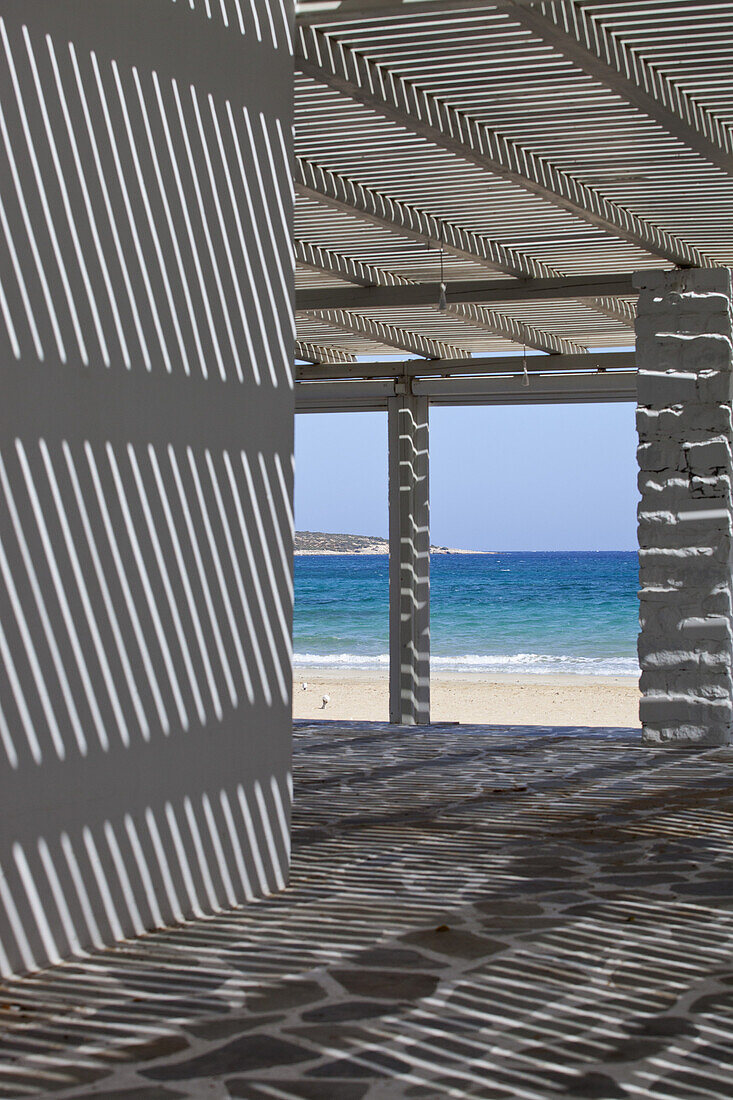 Play of light and shadow in beach shelter