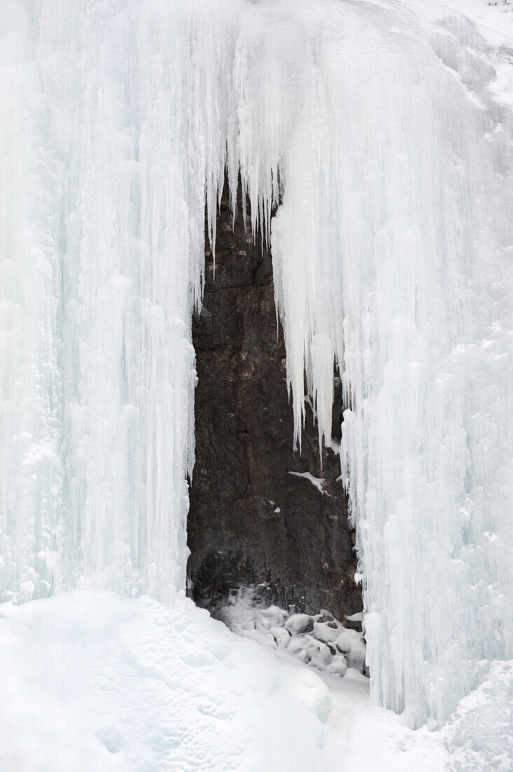 Frozen waterfall in Cortina D'ampezzo, South Tyrol, Italy