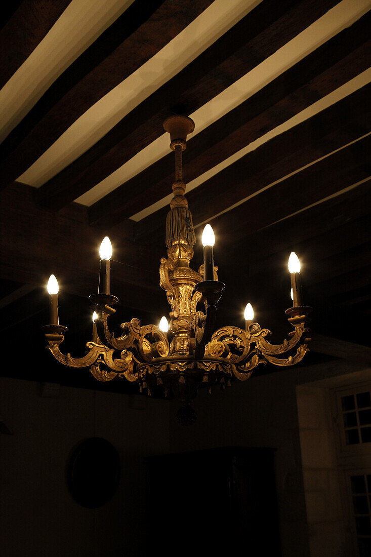 An illuminated chandelier