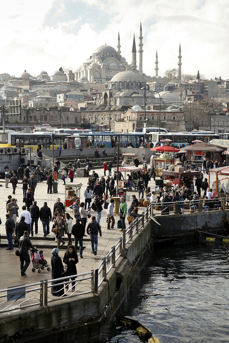 View of Suleymaniye Mosque from Galata Bridge, Istanbul, Turkey