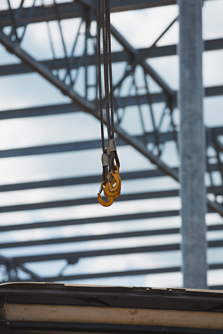 Crane Hook with construction frame in the background
