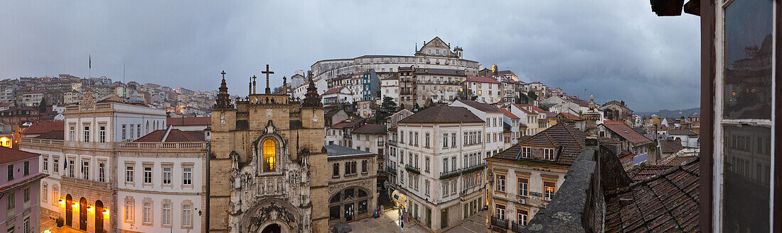 Santa Cruz Monastery and surrounding cityscape in Coimbra, Portugal
