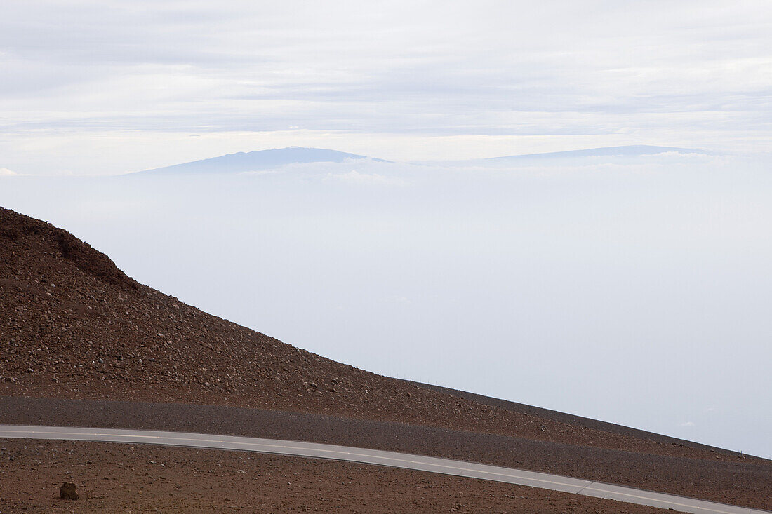 Road on cliffs edge at Haleakala Maui, Hawaii