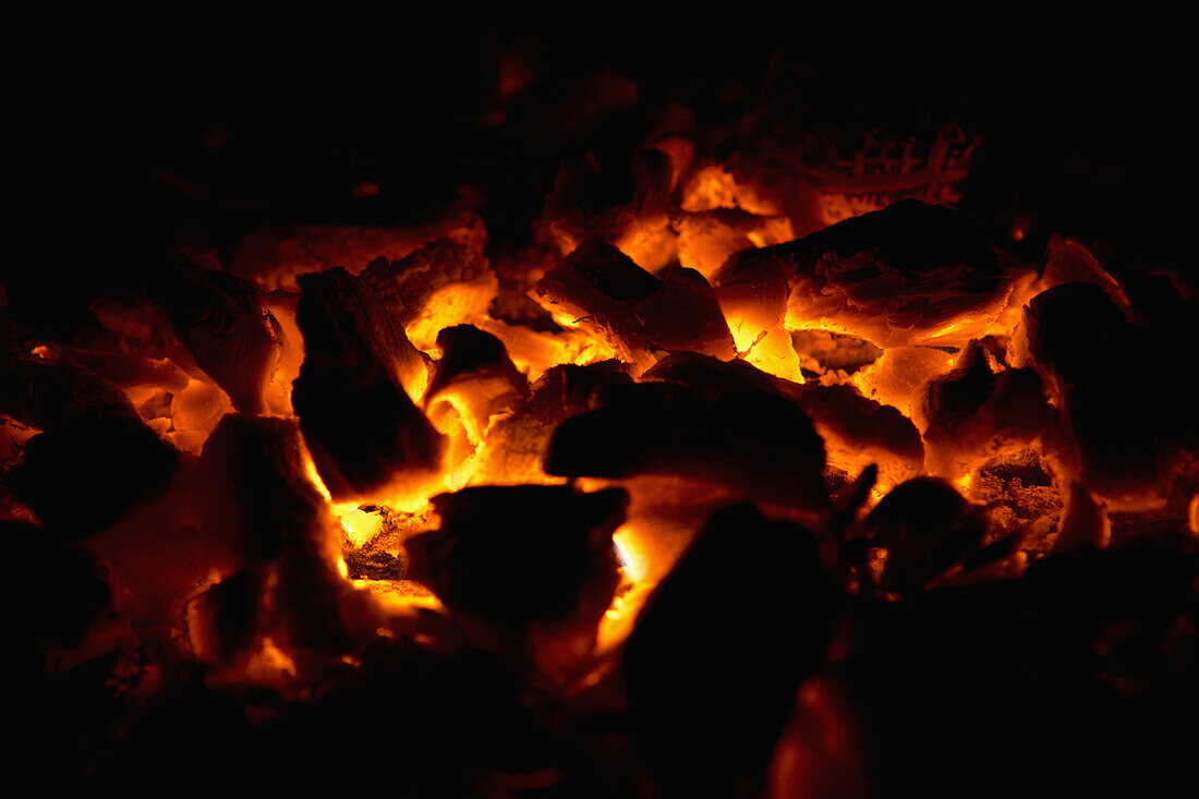 Close-up of glowing embers