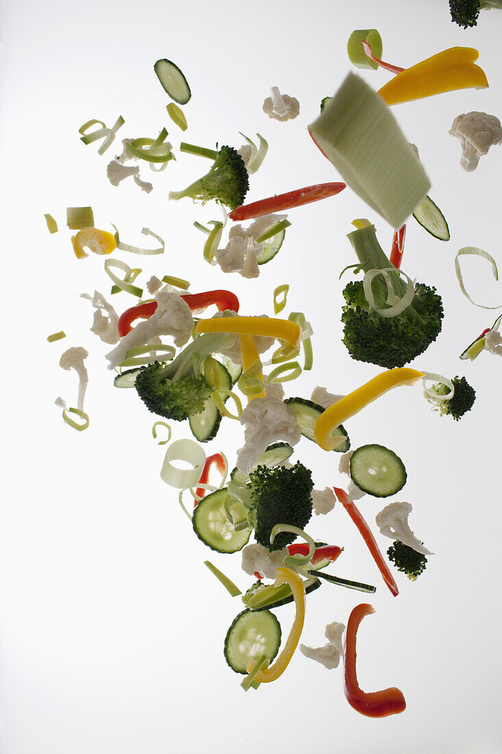 Vegetables against a white background