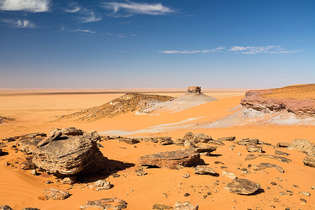 Libysche Wüste, Steinwüste, Akakus Gebirge, Libyen, Sahara, Afrika