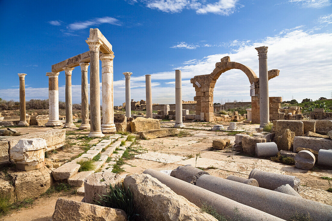 The Market, Archaeological Site of Leptis Magna, Libya, Africa