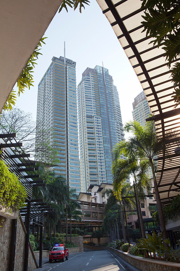 Luxury apartment buildings in Makati City, the financial district in the center of the capital Metro Manila, Philippines, Asia