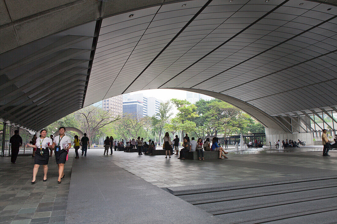 Ayala Triangle Park in Makati City, the financial and business district in the center of the capital Metro Manila, Philippines, Asia