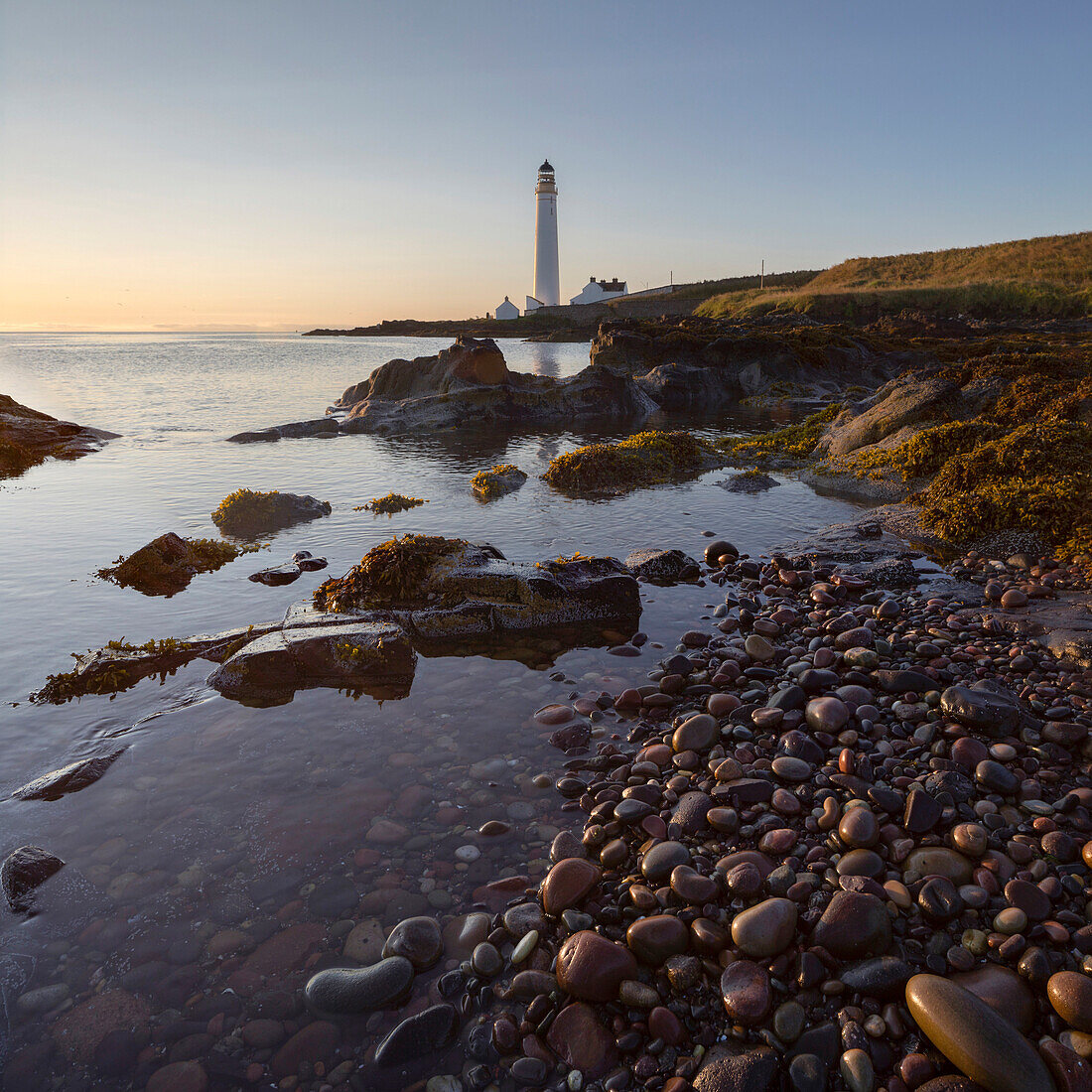 Scurdie Ness lighthouse in the evening light, Montrose, Angus, South Esk, North Sea, Scotland, United Kingdom