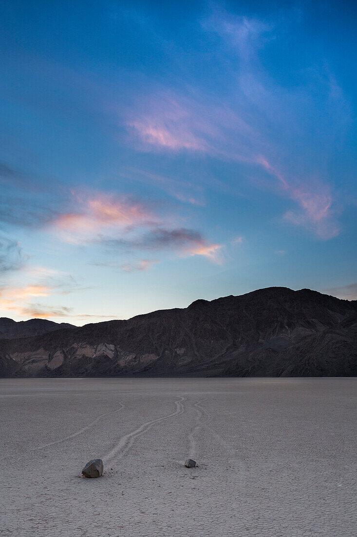 Moving rocks, Death Valley National Park, Mojave Desert, Sierra Nevada, California, USA