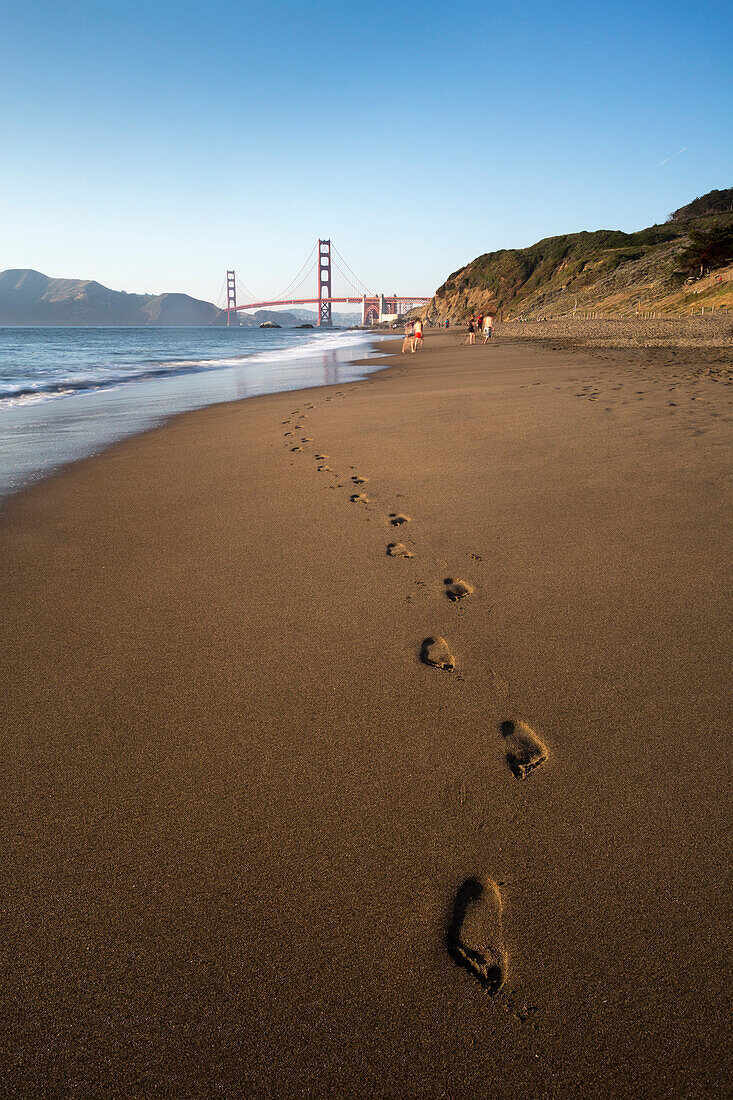 Baker Beach with view of the Golden Gate Bridge, San Francisco, Pacific Coast Highway, Highway 1, West Coast, Pacific, California, USA