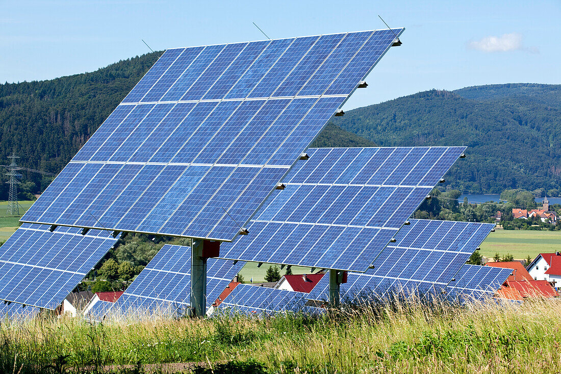 Solarpark bei Lieschensruh, Edertal, Hessen, Deutschland, Europa