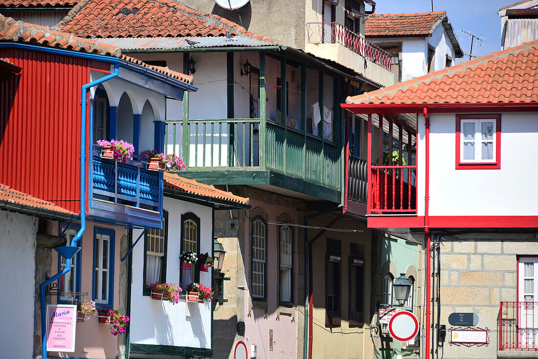 Colourful houses in Chaves, Tras-os-Montes, Notheast-Portugal, Portugal