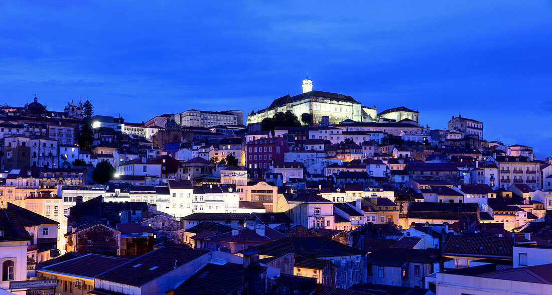 view towards the old town at night, Coimbra, Centro, Portugal