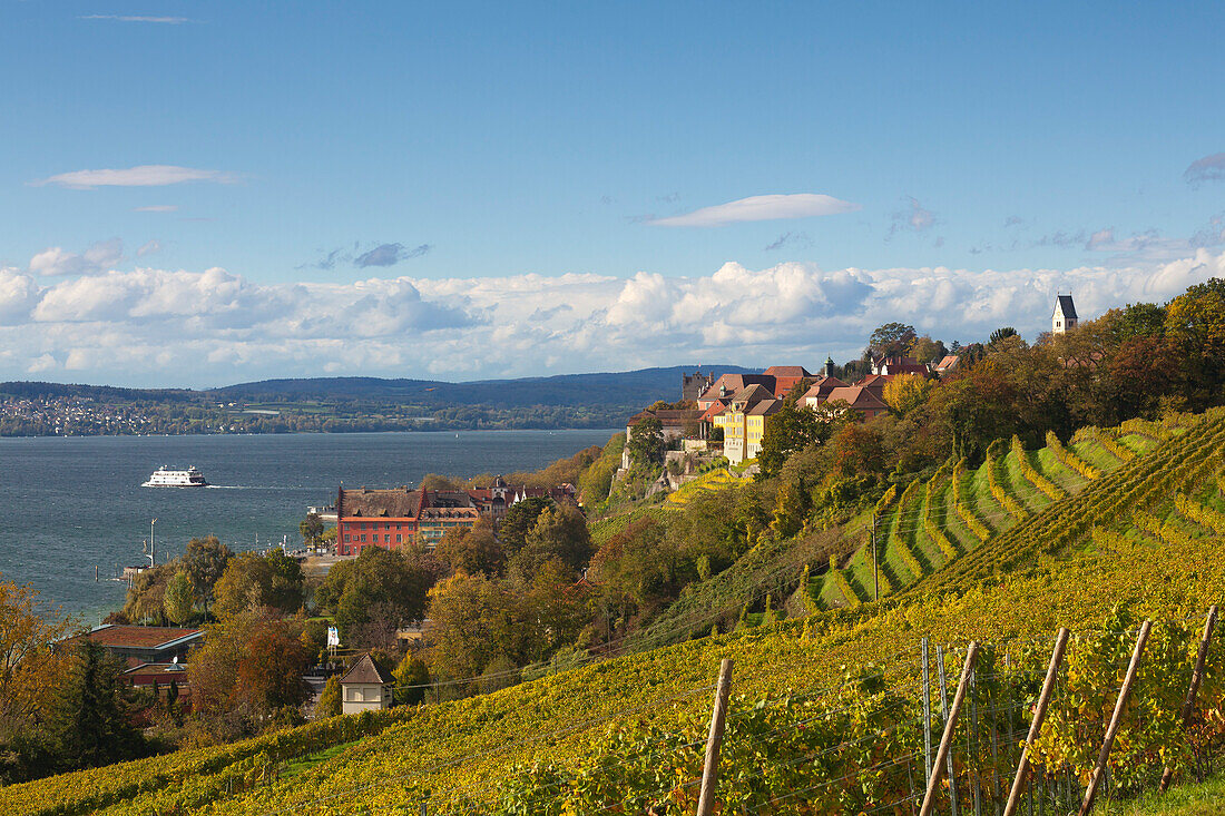 Blick auf Meersburg, Bodensee, Baden-Württemberg, Deutschland