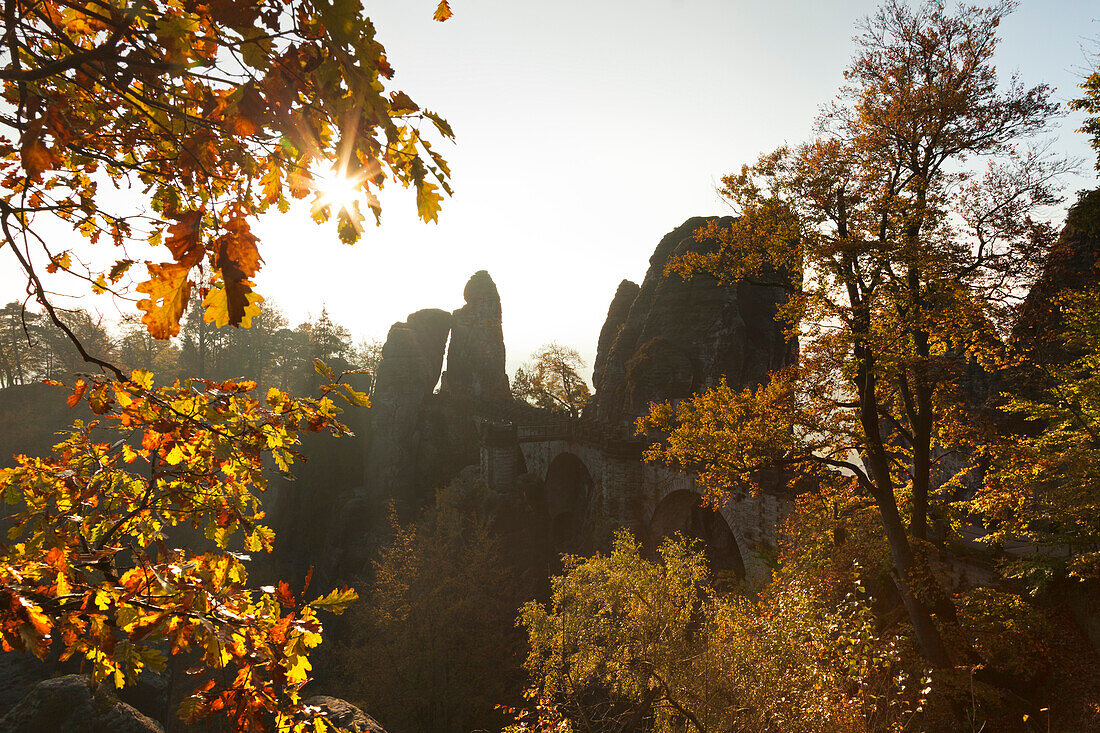 Caspar-David-Friedrich-Blick an der Bastei, Nationalpark Sächsische Schweiz, Elbsandsteingebirge, Sachsen, Deutschland